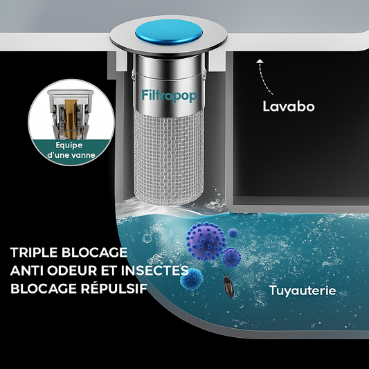 FiltraPop™ – Bouchon filtre évier anti-odeurs & résidus