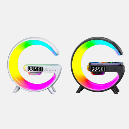 Enceinte de recharge rapide sans fil à LED, Haut-parleur, Veilleuse, Réveil, Multifonction