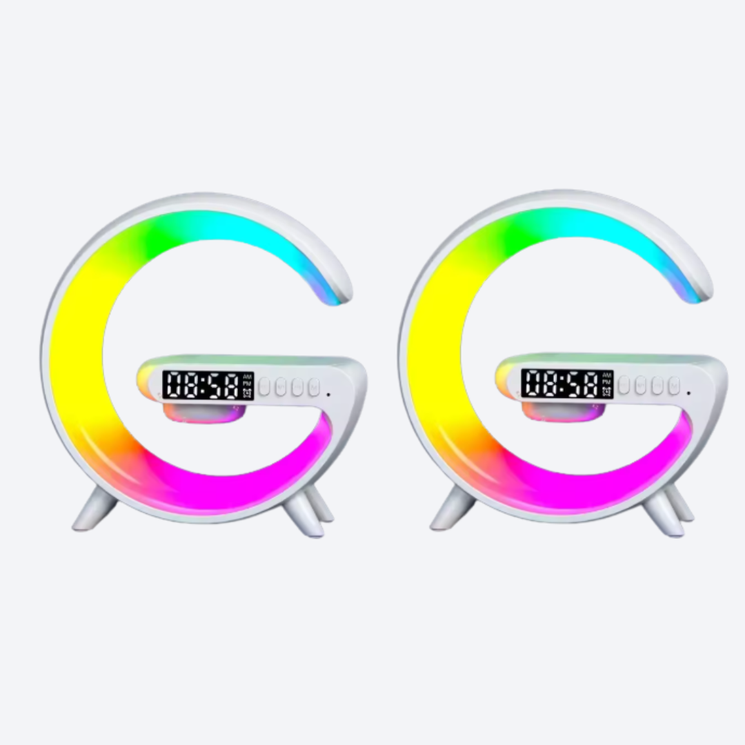 Enceinte de recharge rapide sans fil à LED, Haut-parleur, Veilleuse, Réveil, Multifonction