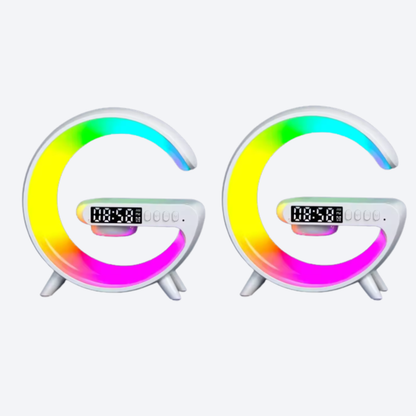 Enceinte de recharge rapide sans fil à LED, Haut-parleur, Veilleuse, Réveil, Multifonction