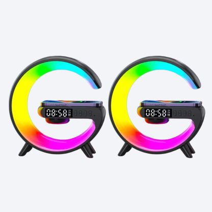 Enceinte de recharge rapide sans fil à LED, Haut-parleur, Veilleuse, Réveil, Multifonction