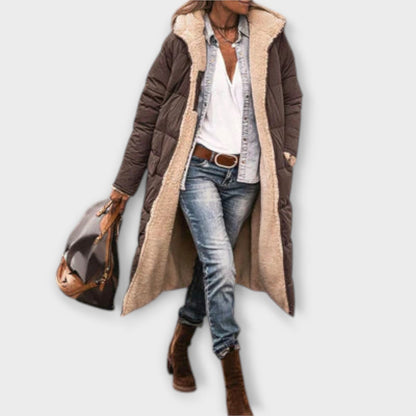 Kora™ — Manteau matelassé long et douillet à capuche décontracté femme