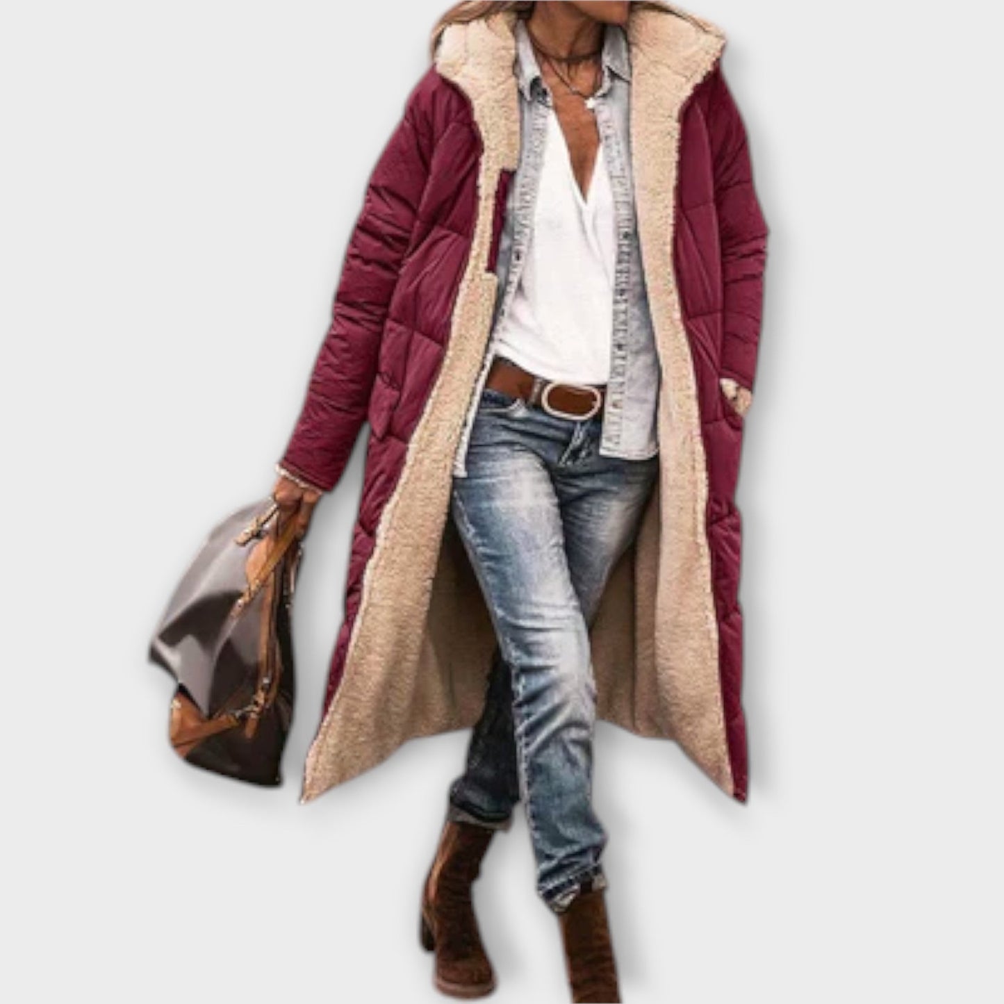 Kora™ — Manteau matelassé long et douillet à capuche décontracté femme