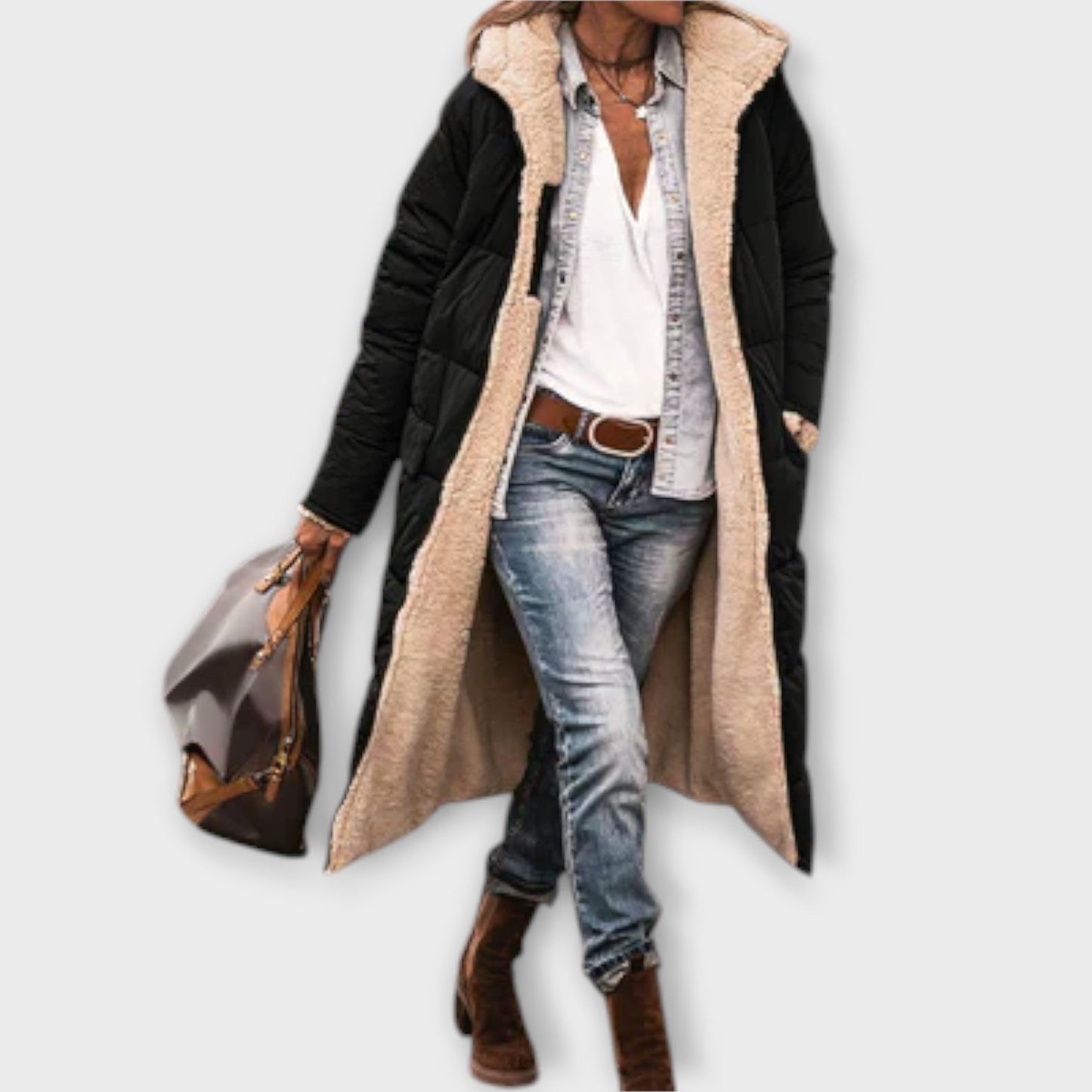 Kora™ — Manteau matelassé long et douillet à capuche décontracté femme