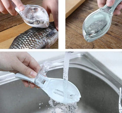 FishBox™ – Écailleur de poisson avec boîte anti-éclaboussures