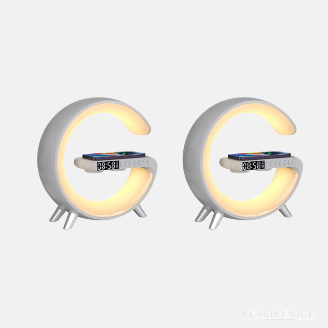 Enceinte de recharge rapide sans fil à LED, Haut-parleur, Veilleuse, Réveil, Multifonction