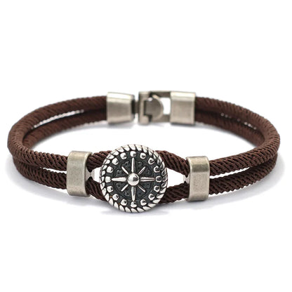 CapHorizon™ – Bracelet en corde & médaillon Rose des Vents