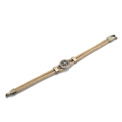 CapHorizon™ – Bracelet en corde & médaillon Rose des Vents