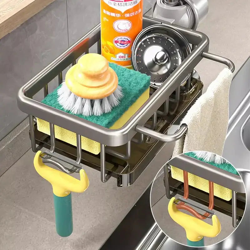 ClairSink™ – Support alu & organiseur compact pour un évier propre et stylé