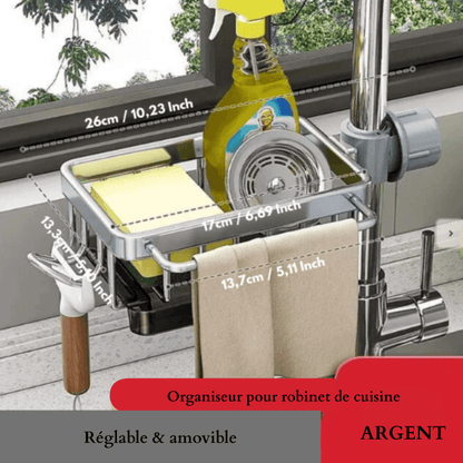 ClairSink™ – Support alu & organiseur compact pour un évier propre et stylé