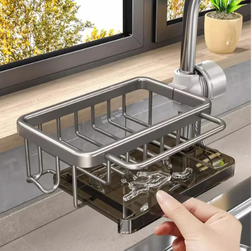 ClairSink™ – Support alu & organiseur compact pour un évier propre et stylé