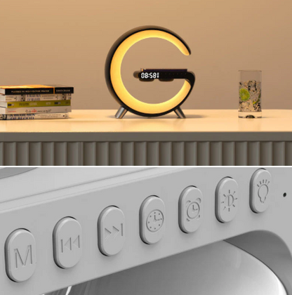 Enceinte de recharge rapide sans fil à LED, Haut-parleur, Veilleuse, Réveil, Multifonction