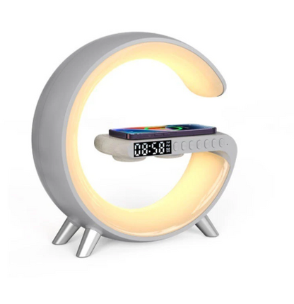 Enceinte de recharge rapide sans fil à LED, Haut-parleur, Veilleuse, Réveil, Multifonction