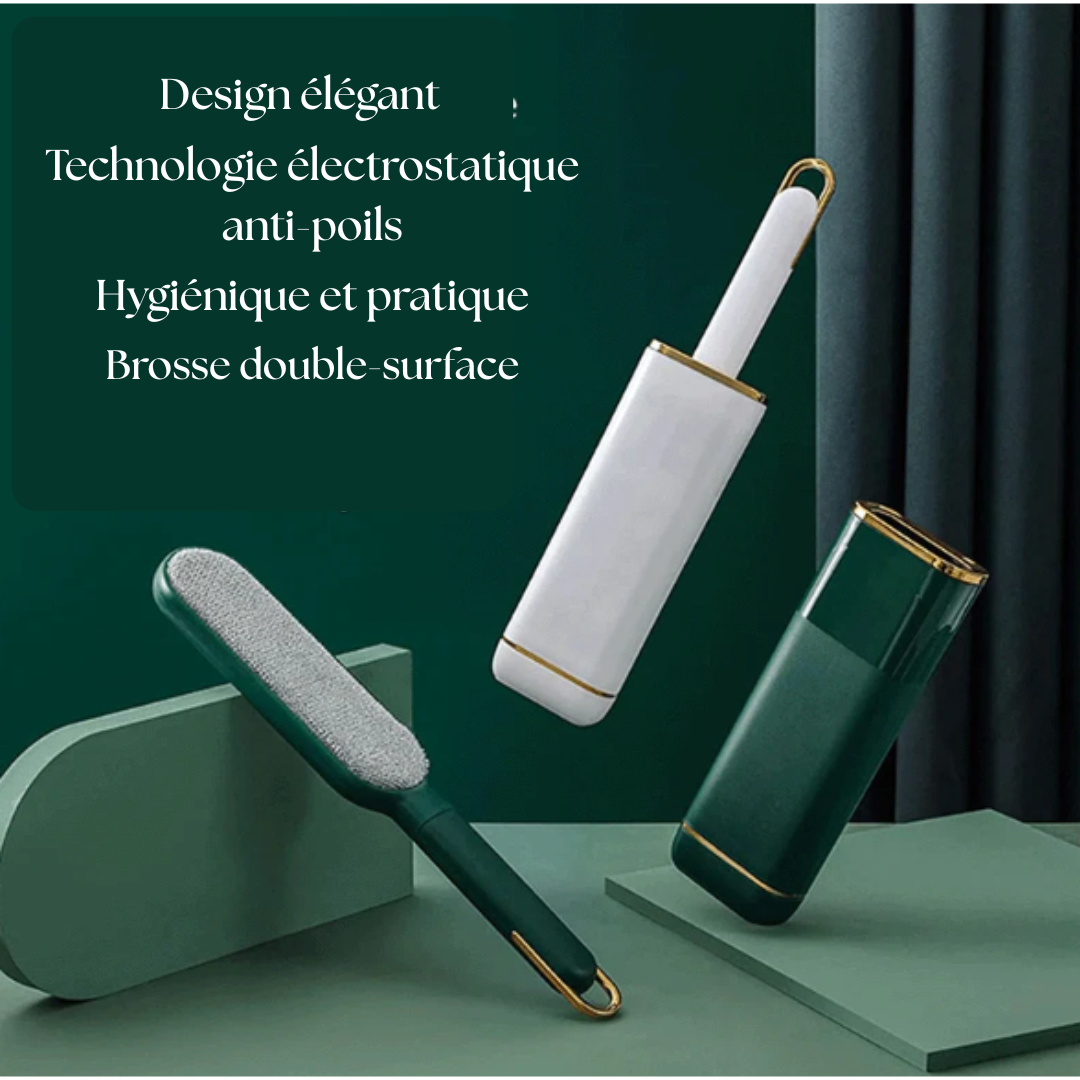 VeluLuxe™ – Brosse auto-nettoyante anti-poils pour vêtements & textiles